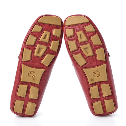 Gucci Calfskin Mens Web Sylvie Web Buckle Driver Loafers 8.5 Red 5 of 11