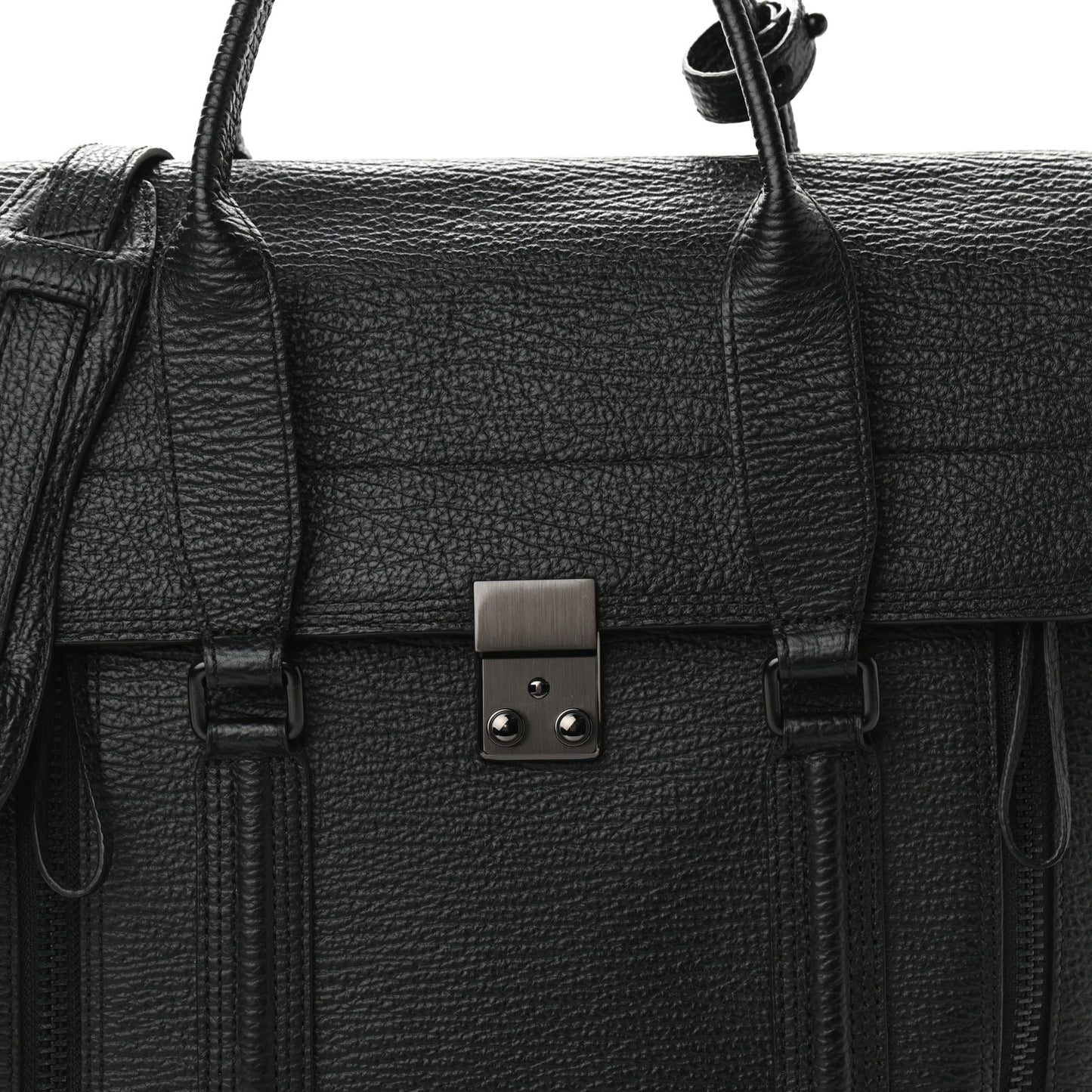 Textured Calfskin Large Pashli Satchel Black