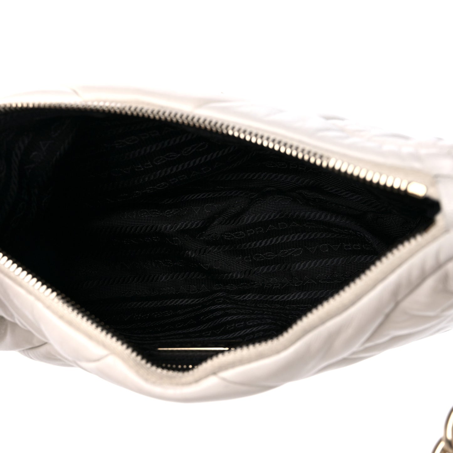 Nappa Re-Nylon Triangle Quilted Patchwork System Shoulder Bag White