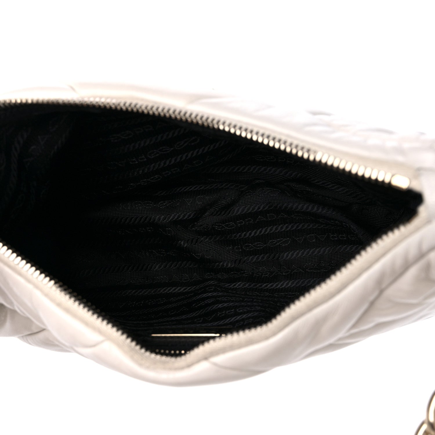 Prada Nappa Re-Nylon Triangle Quilted Patchwork System Shoulder Bag White 5 of 10