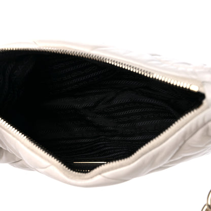 Prada Nappa Re-Nylon Triangle Quilted Patchwork System Shoulder Bag White 5 of 10
