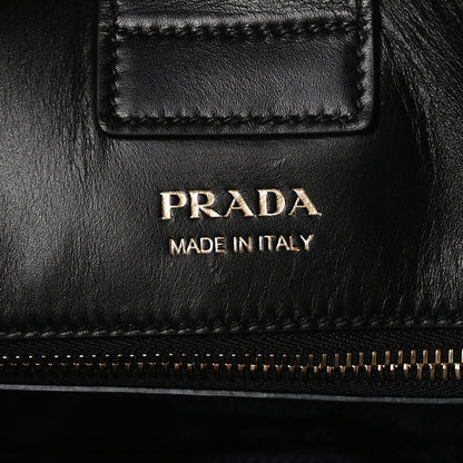 Prada City Calfskin Medium Colorblock Bibliothèque Tote Green Black 10 of 11