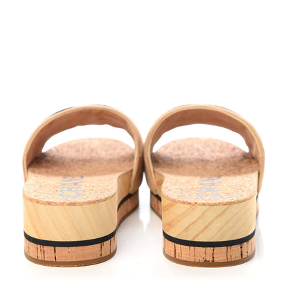 Chanel Suede Cork Mule Sandal 36 Beige Black 7 of 11