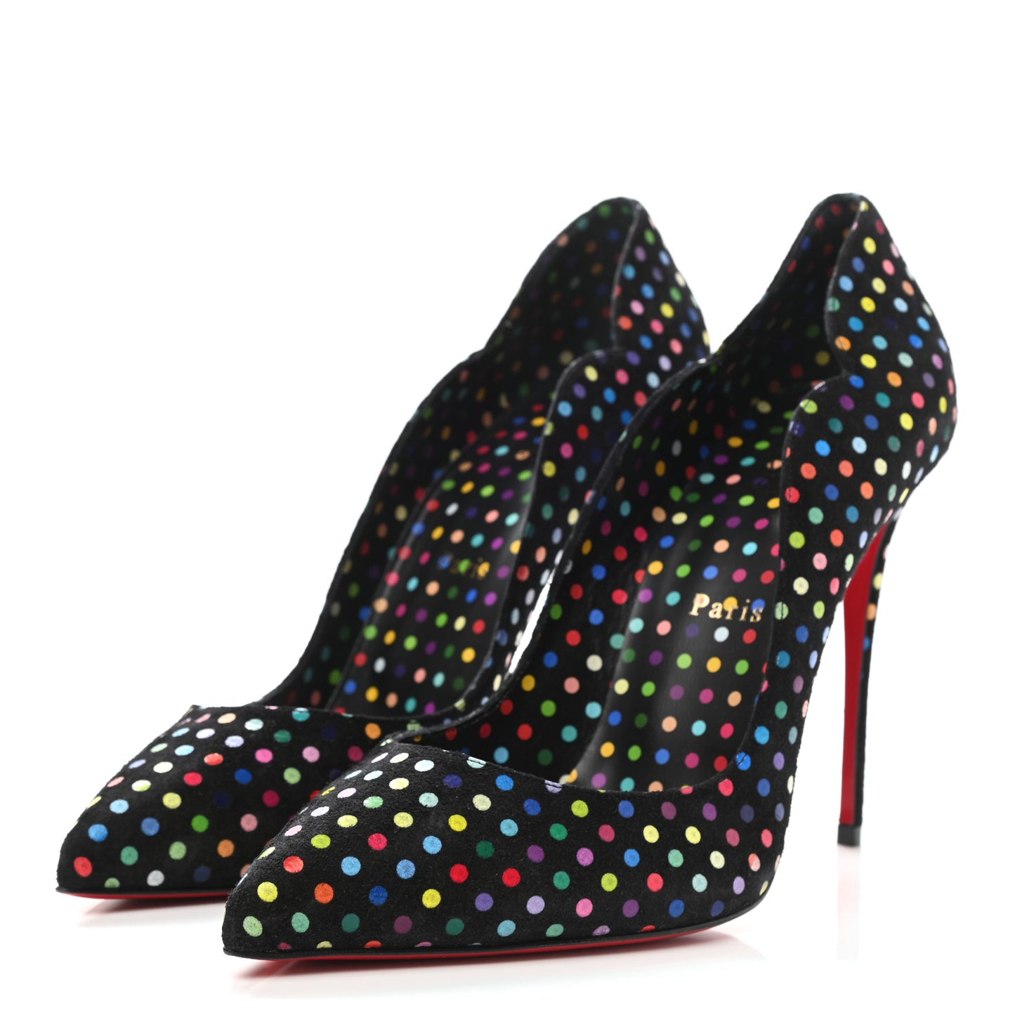 Suede Polka Dot Hot Chick 100 Pumps 40.5 Black Multicolor