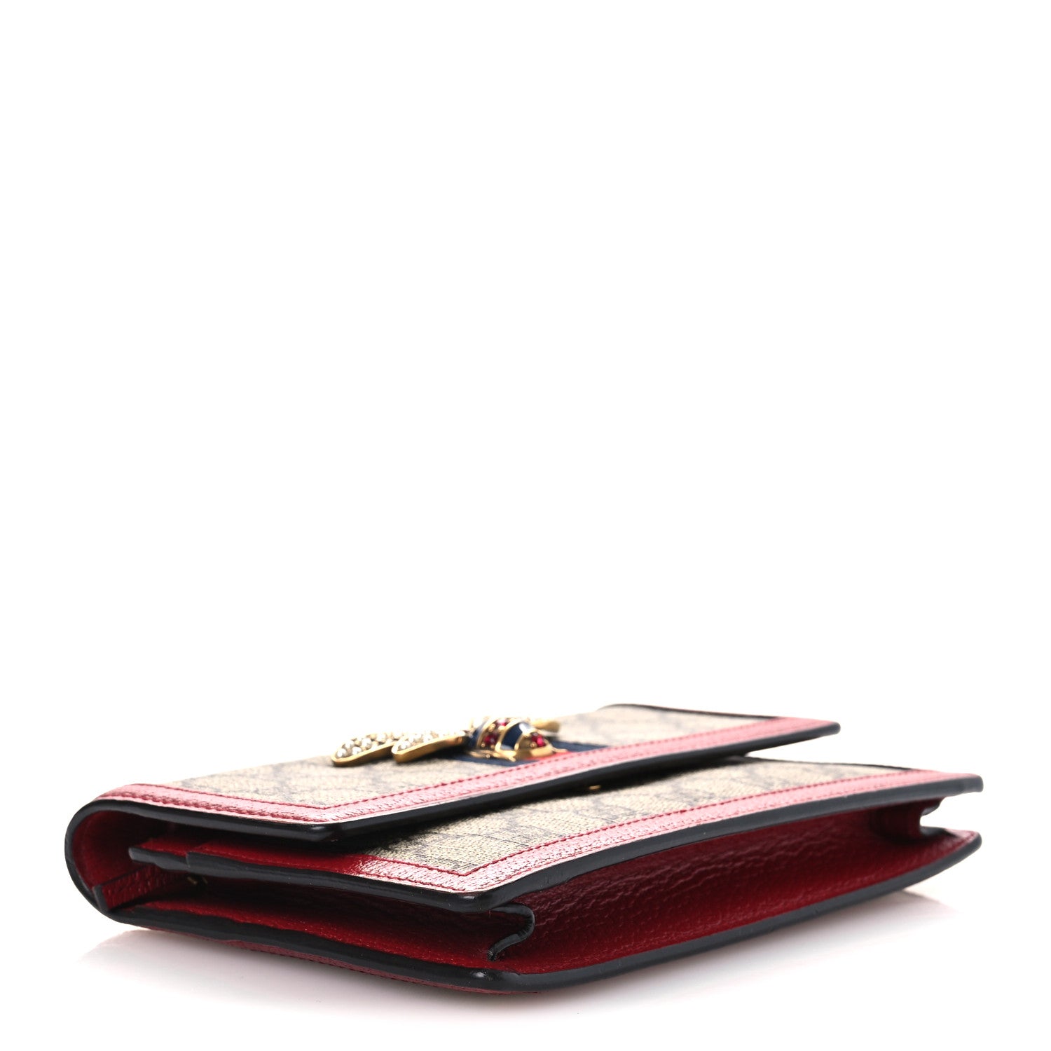 Gucci GG Supreme Monogram Web Queen Margaret Chain Wallet Red 4 of 9