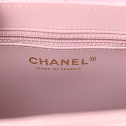 Chanel Shiny Aged Calfskin Quilted Nano Kelly Shopper Light Pink 6 of 10