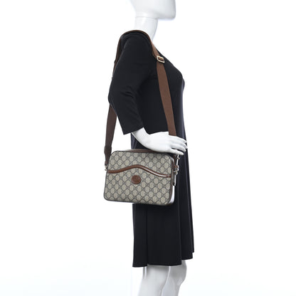 Gucci GG Supreme Monogram Azalea Calfskin Retro Interlocking G Messenger Shoulder Bag Beige Ebony Brown Sugar 2 of 10