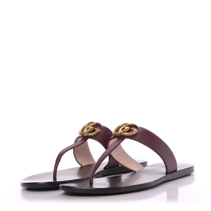 Gucci Calfskin GG Marmont Thong Sandals 38.5 Vintage Bordeaux 3 of 9