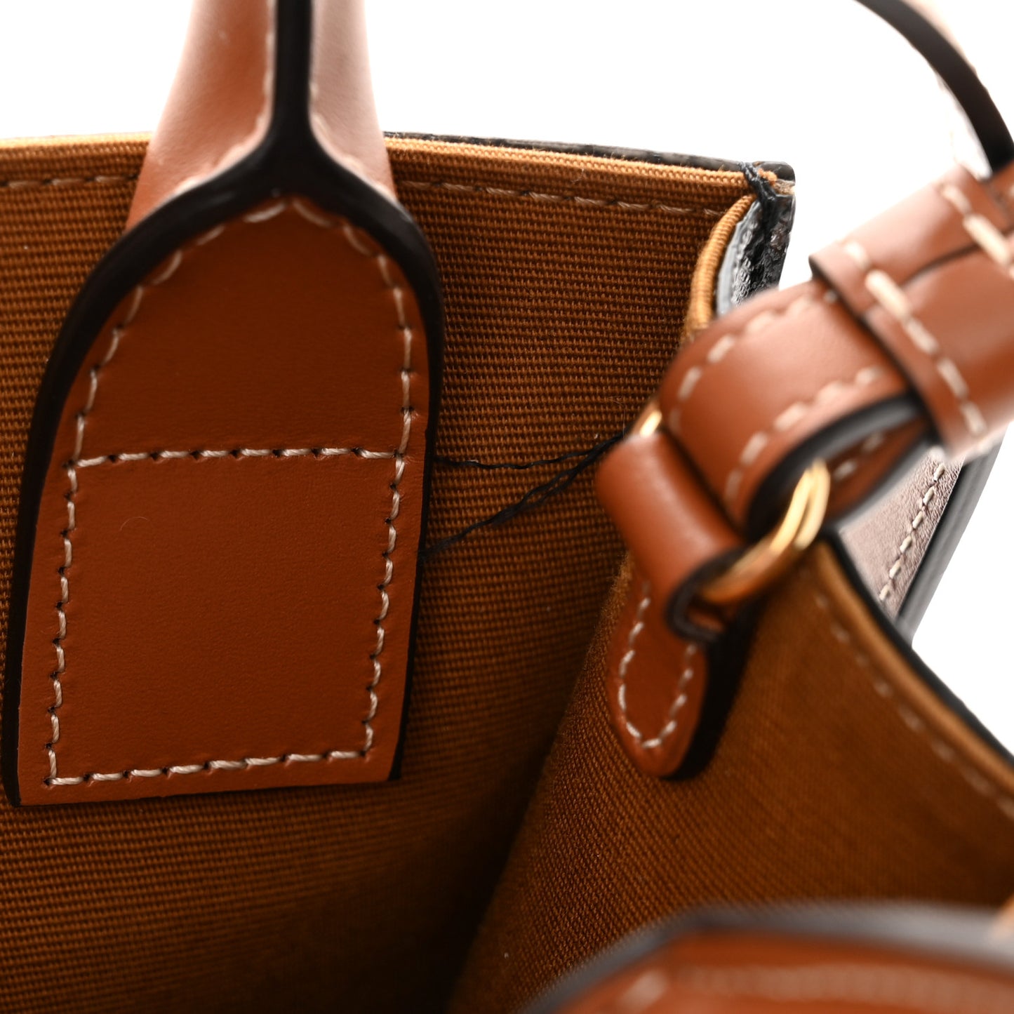 Triomphe Canvas Calfskin Mini Vertical Cabas Tan