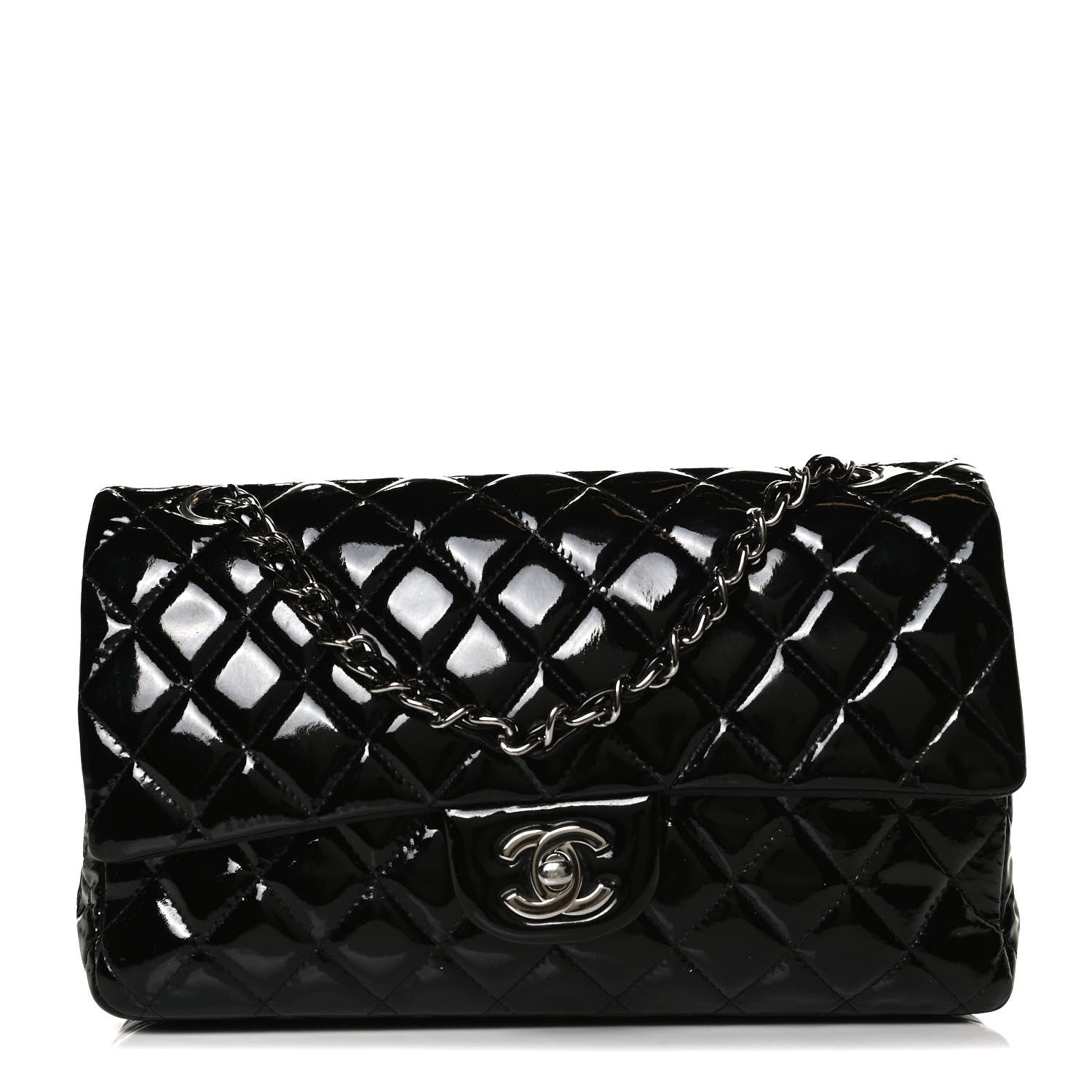 Chanel Patent Quilted Medium Double Flap Black 2 of 13