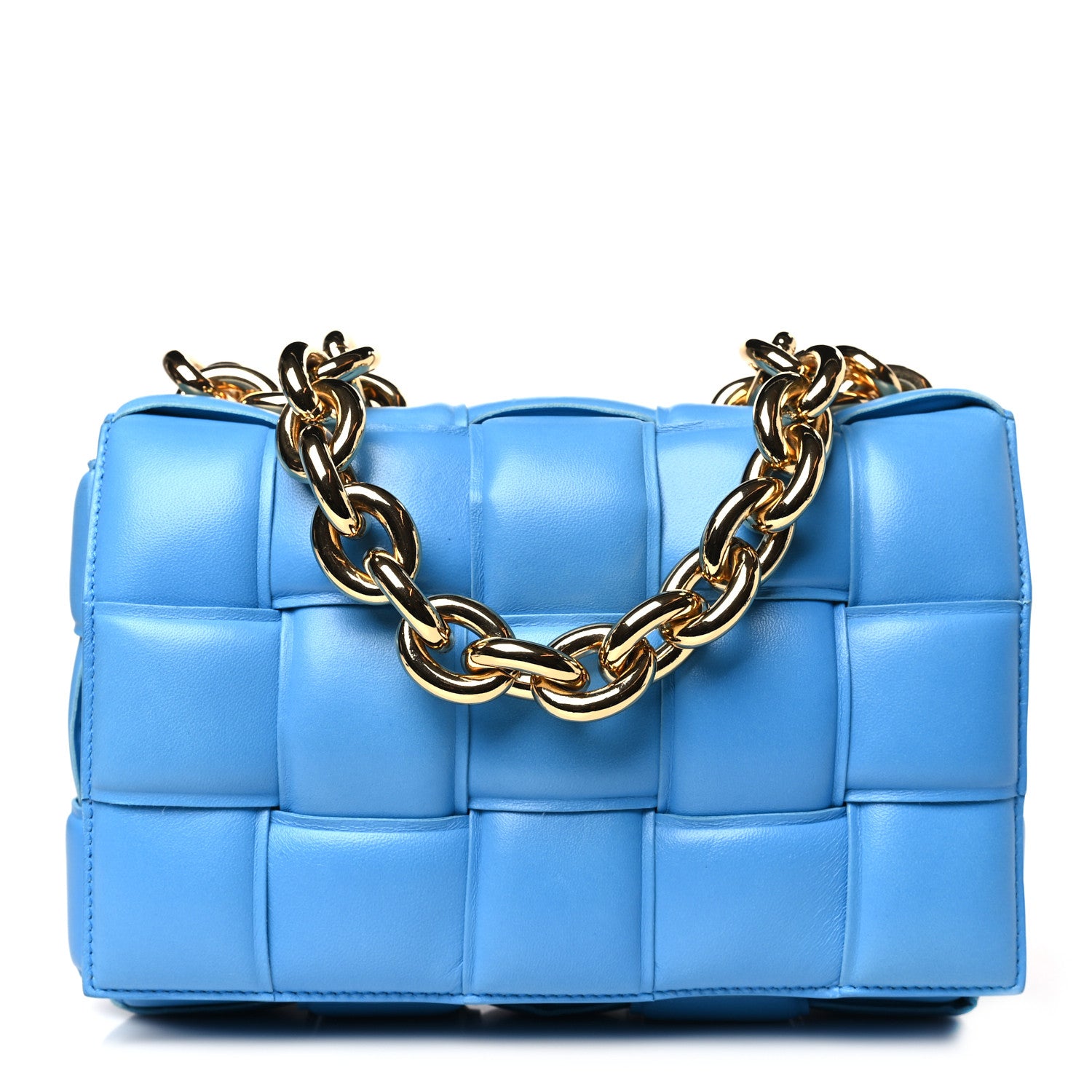 Bottega Veneta Lambskin Maxi Intrecciato Padded Chain Cassette Crossbody Bag Swimming Pool 1 of 9