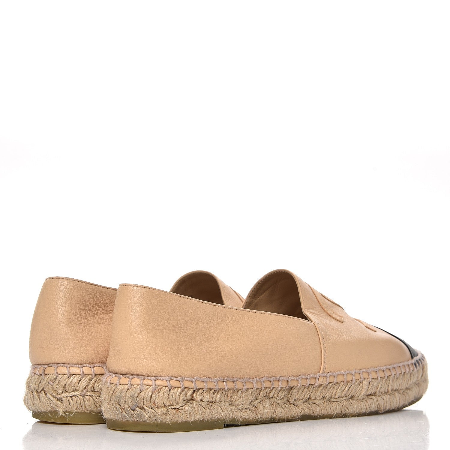 Chanel Lambskin Canvas Cap Toe CC Espadrilles 41 Beige Black 4 of 12