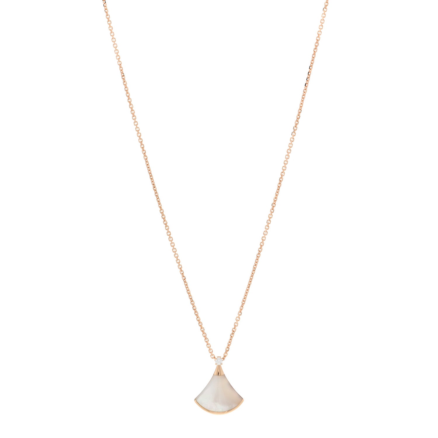 Bulgari 18K Rose Gold Diamond Mother of Pearl Small Divas' Dream Pendant Necklace 1 of 5