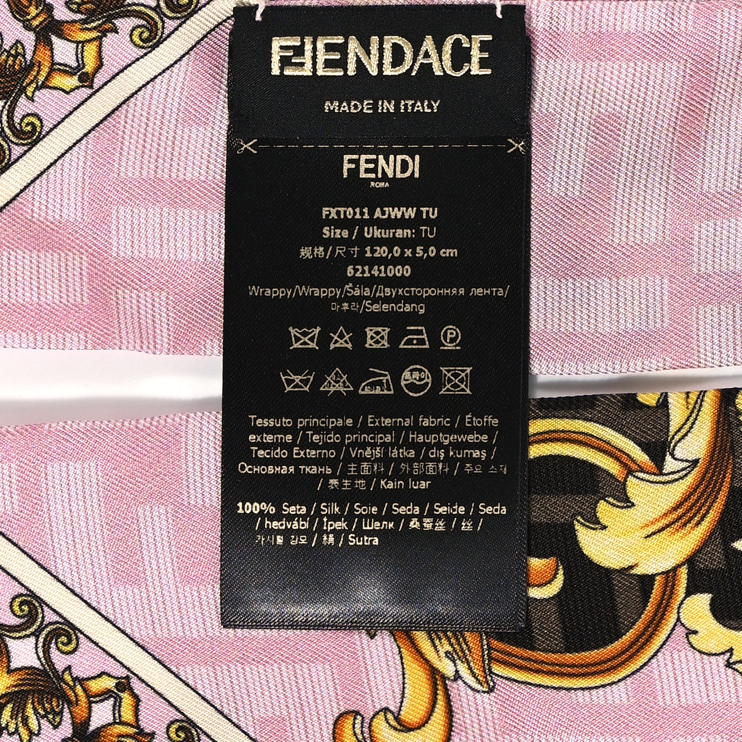 【マーレー】 FENDI×VERSACE シルクスカーフ ピンク Fendi X VERSACE Silk FF Baroque Fendace Wrappy Scarf Rosa Tabacco