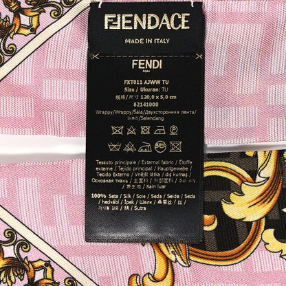 Fendi X VERSACE Silk FF Baroque Fendace Wrappy Scarf Rosa Tabacco 3 of 3