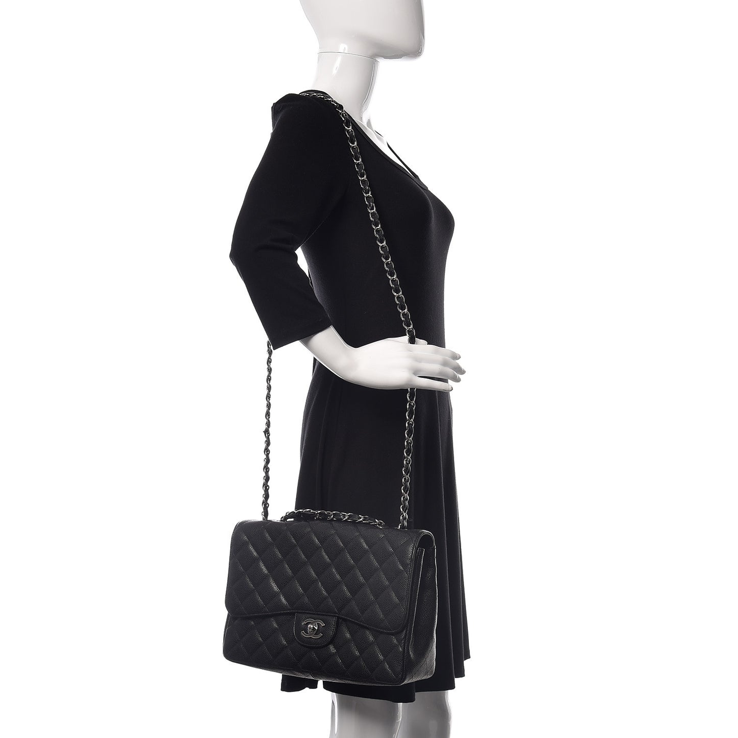 Caviar Quilted Jumbo Single Flap Black