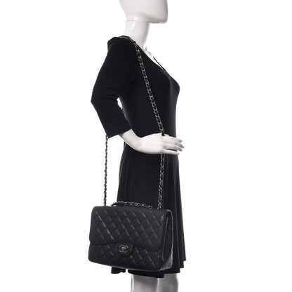 Chanel Caviar Quilted Jumbo Single Flap Black 3 of 13