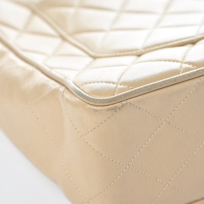 Chanel Lambskin Quilted Jumbo Single Flap Light Beige 12 of 13