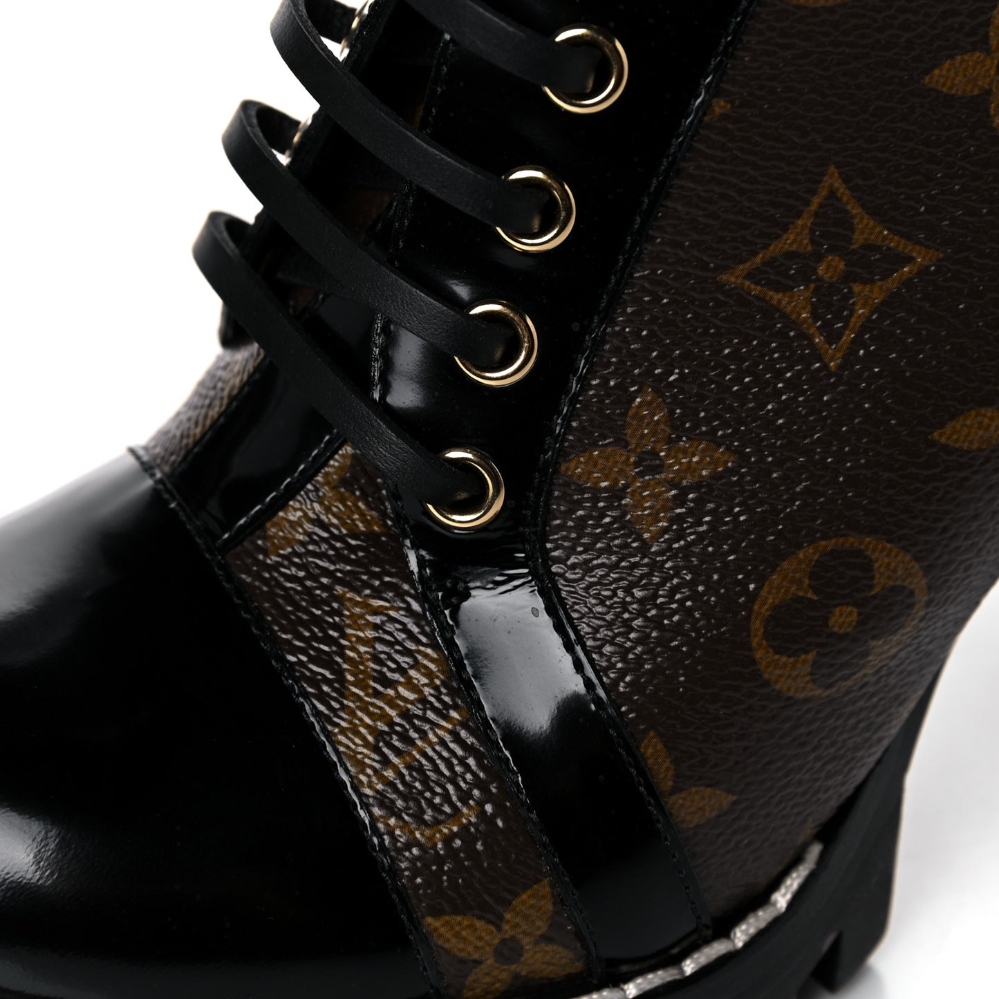 Patent Calfskin Monogram Star Trail Ankle Boots 39 Black