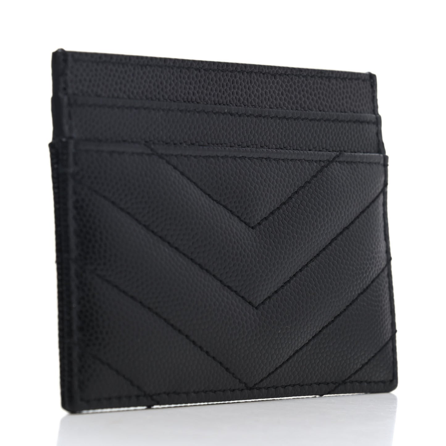 Grain De Poudre Matelasse Chevron Monogram Credit Card Case Black