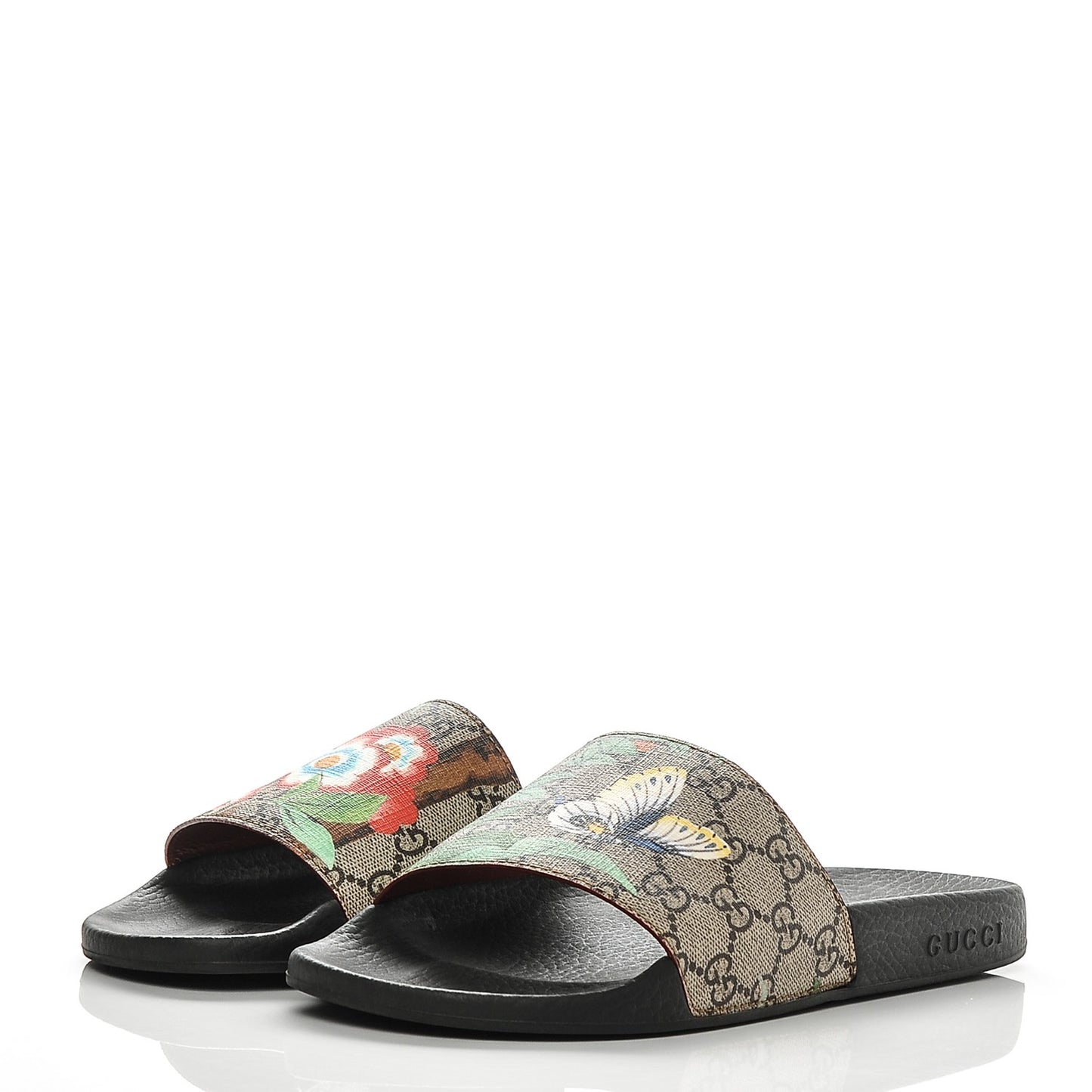 GG Supreme Monogram Tian Womens Slide Sandals 39 Beige Multicolor