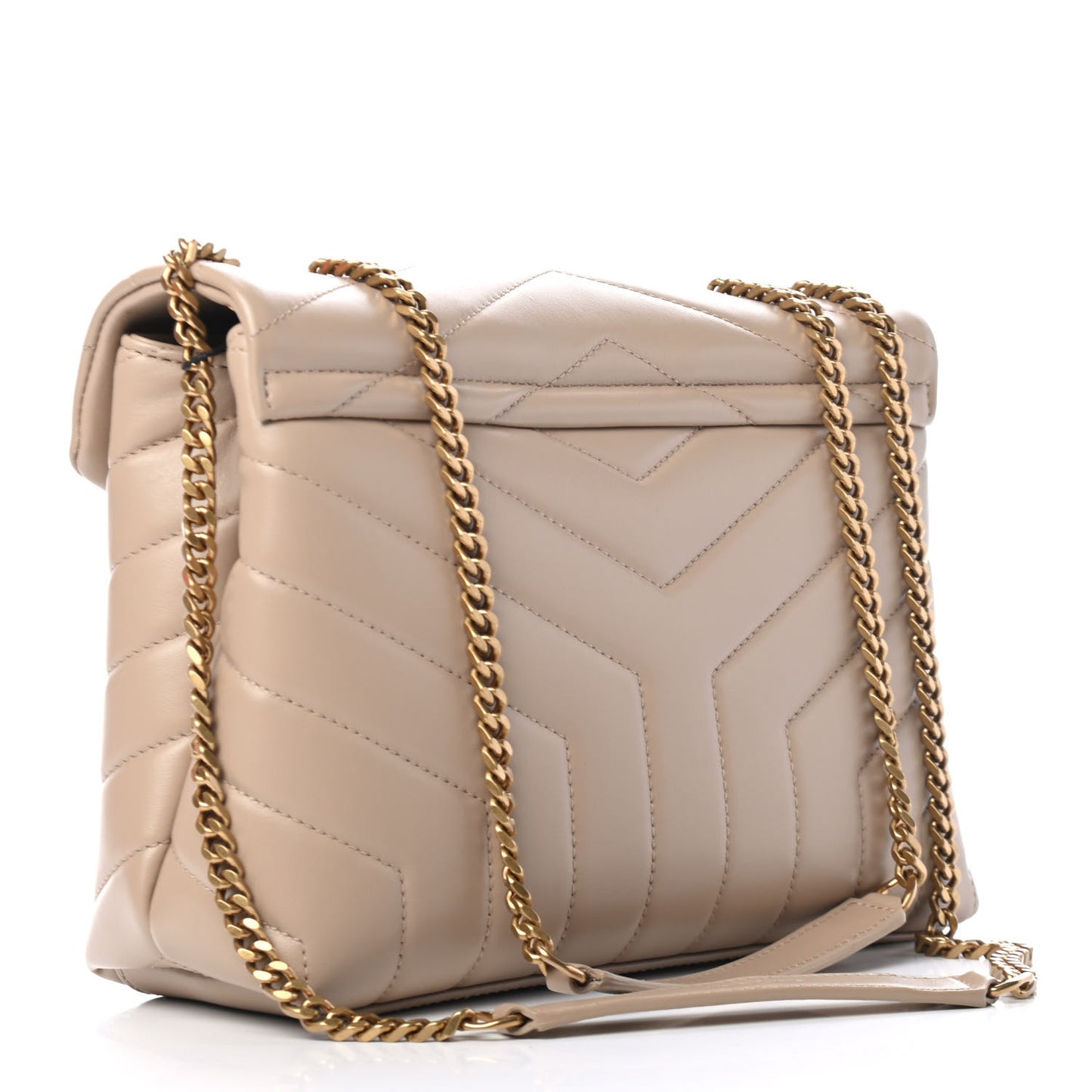 Calfskin Y Quilted Monogram Small Loulou Chain Satchel Dark Beige