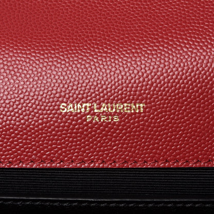Saint Laurent Grain De Poudre Medium Monogram Kate Satchel Red 6 of 10