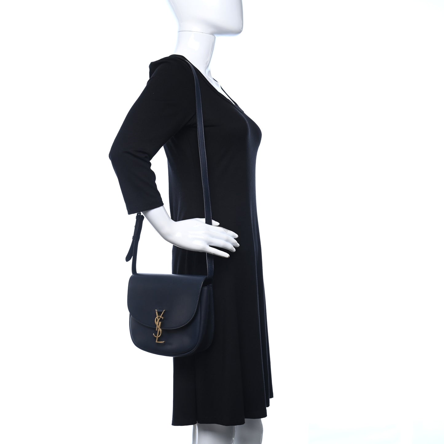 Smooth Calfskin Monogram Medium Kaia Satchel Deep Marine