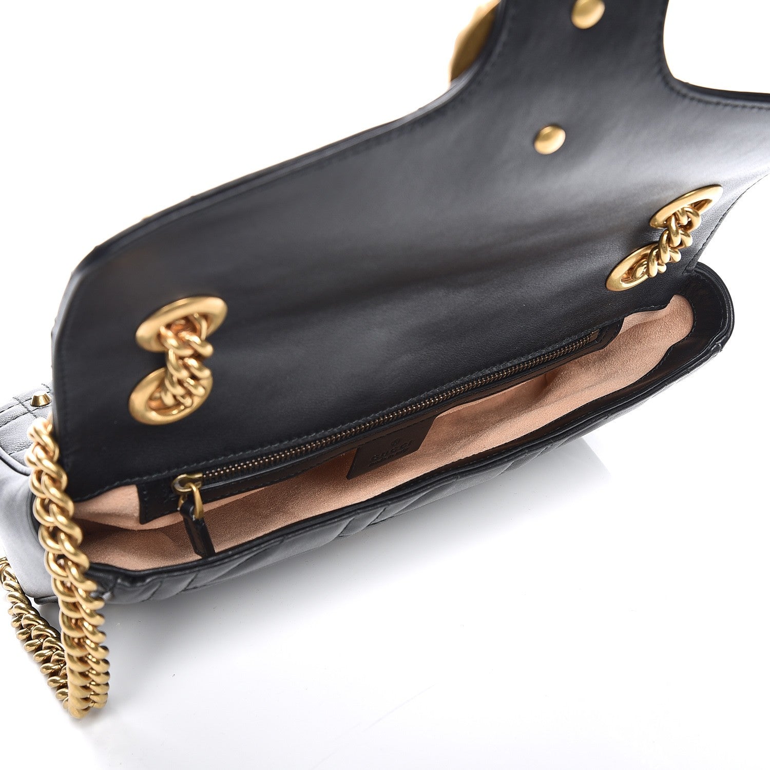 Gucci Calfskin Matelasse Studded Small Pearly GG Marmont Shoulder Bag Black 5 of 8