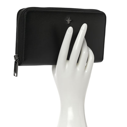 Christian Dior Calfskin Bee Zip Around Wallet Black 2 of 9