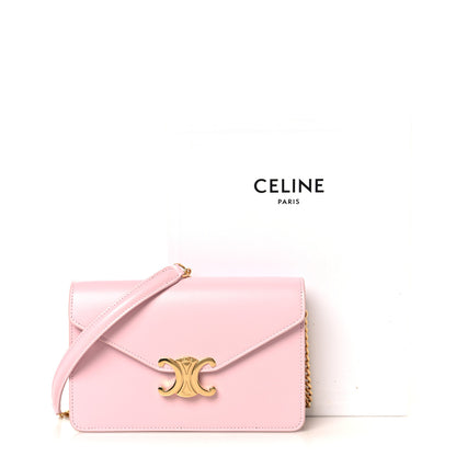 Celine Shiny Calfskin Triomphe Margo Wallet on Chain Pastel Pink 11 of 11