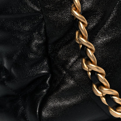 Chanel Shiny Goatskin Quilted Maxi Chanel 19 Flap Black 13 of 14