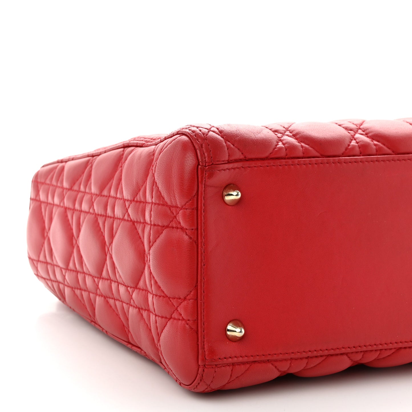Lambskin Cannage Medium Lady Dior Red