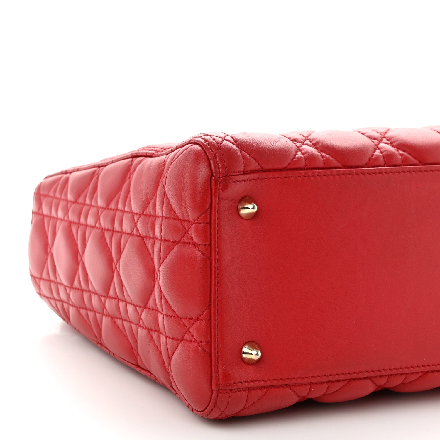 Christian Dior Lambskin Cannage Medium Lady Dior Red 9 of 10