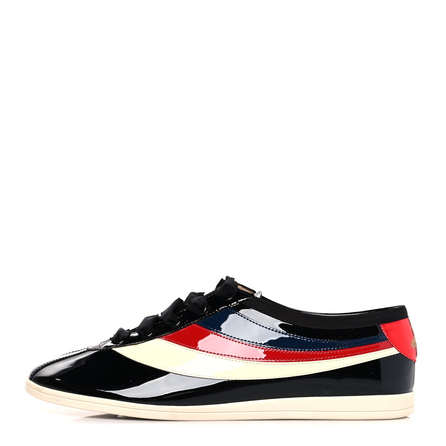 Gucci Patent Calfskin Mens Web Falacer Sneakers 10.5 Black 1 of 8