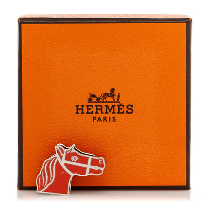 Hermes Palladium Lacquered Quadrige Twilly Scarf Ring Orange 5 of 5