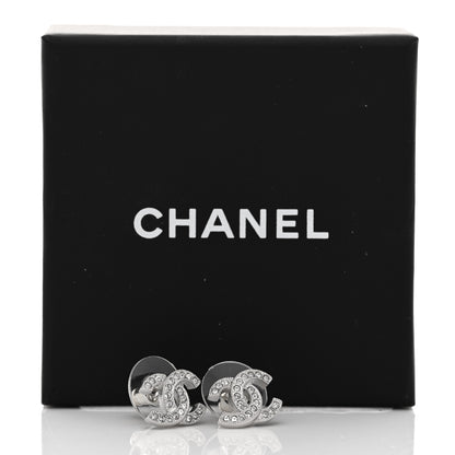 Chanel Crystal Mini Timeless CC Earrings Silver 5 of 5
