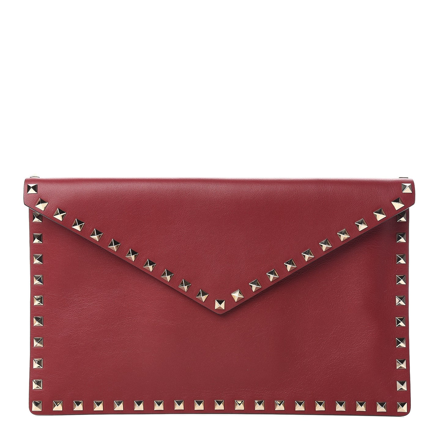 Vitello Large Rockstud Envelope Clutch Rubino