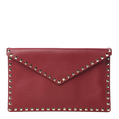 Valentino Garavani Vitello Large Rockstud Envelope Clutch Rubino 1 of 6