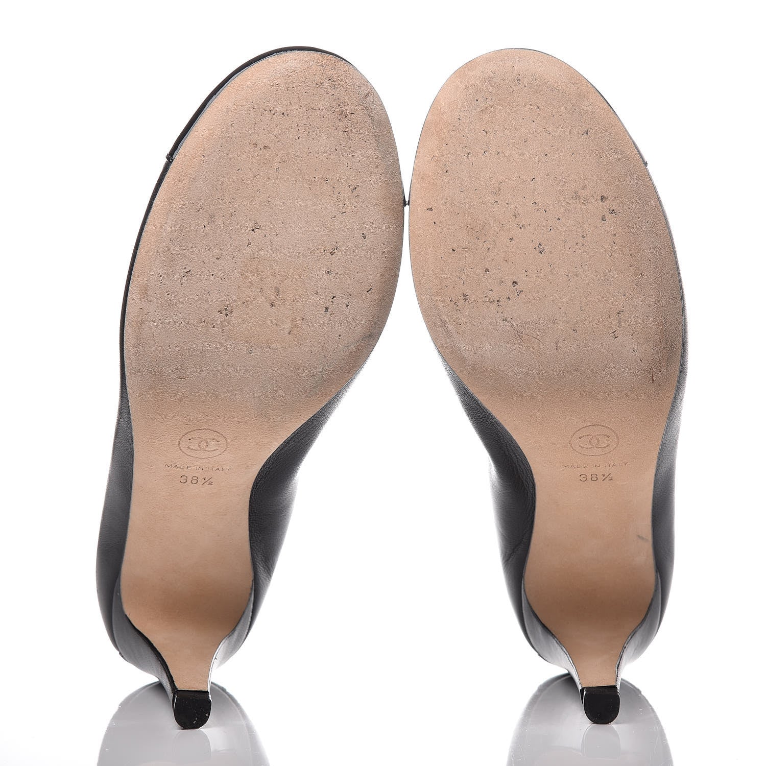 Chanel Lambskin Patent CC Elastic Pumps 38.5 Black 7 of 12