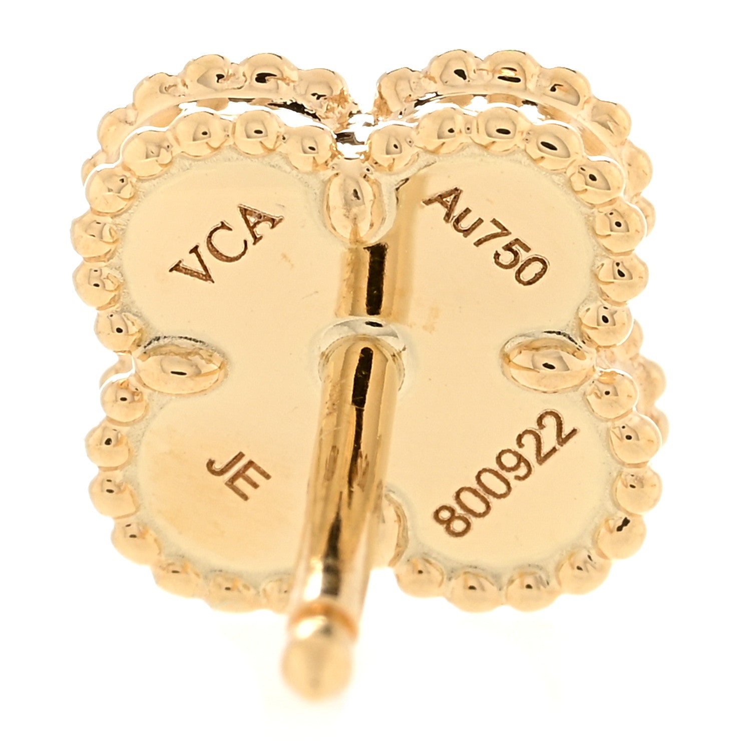 Van Cleef & Arpels 18K Yellow Gold Mother of Pearl Sweet Alhambra Earrings 4 of 5