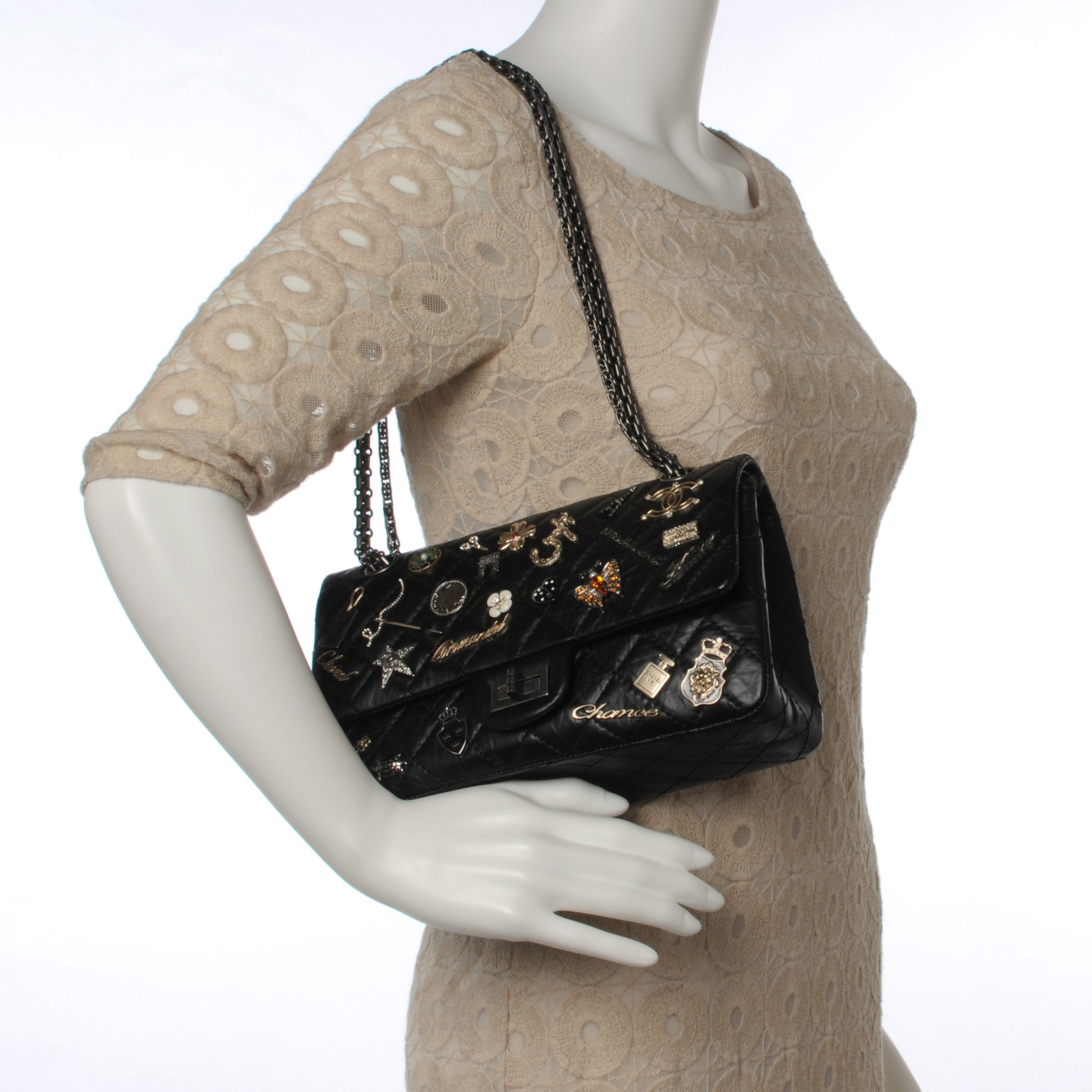 Chanel Aged Calfskin Lucky Charms 2.55 Reissue 225 Flap Black 2 of 9