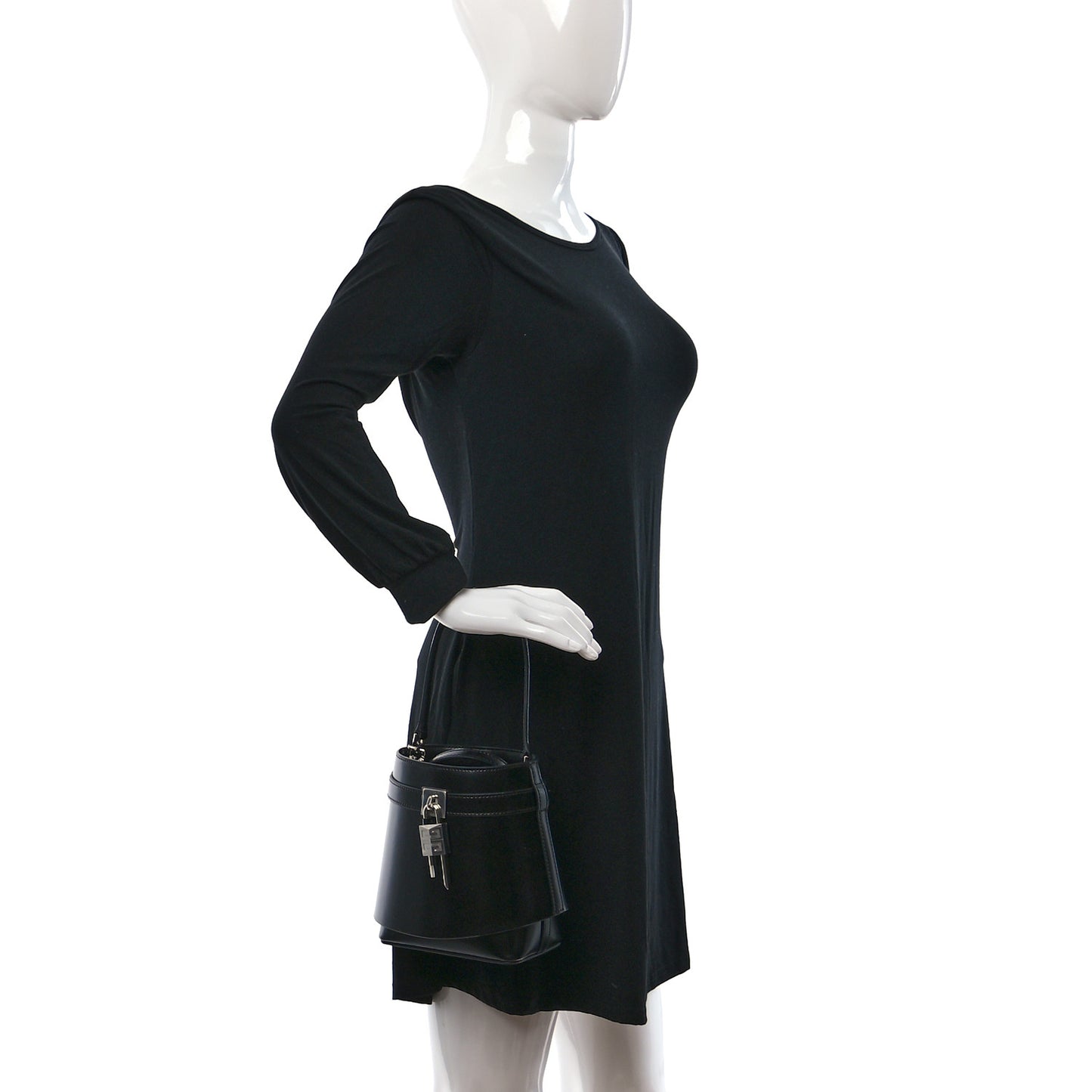 Box Calfskin Shark Lock Bucket Bag Black