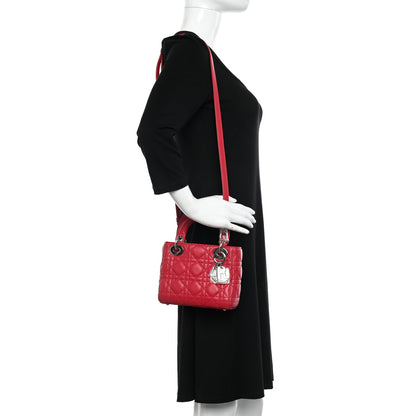 Christian Dior Lambskin Cannage Mini Lady Dior Red 2 of 14