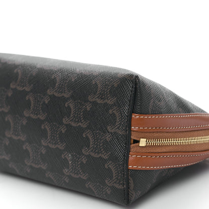Celine Triomphe Canvas Lambskin Clutch On Chain Tan 10 of 10