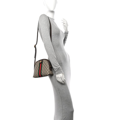 Gucci GG Supreme Monogram Textured Dollar Calfskin Web Small Ophidia Dome Shoulder Bag Beige Ebony New Acero 2 of 10