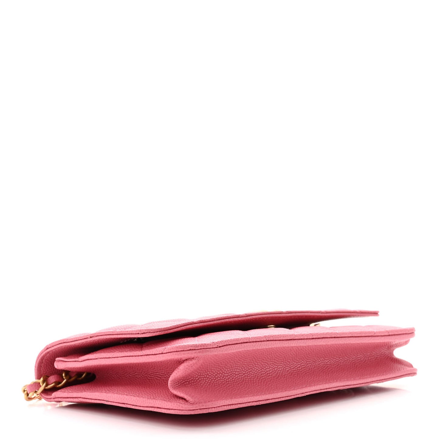 Caviar Quilted Textured CC Wallet On Chain WOC Pink