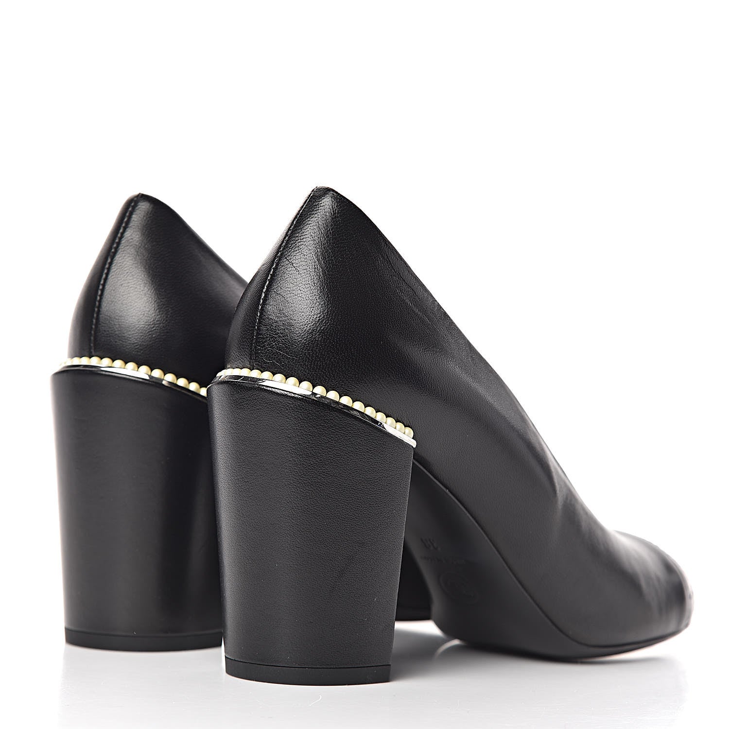 Chanel Lambskin Pearl CC Cap Toe Pump 38 Black 4 of 9