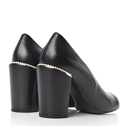 Chanel Lambskin Pearl CC Cap Toe Pump 38 Black 4 of 9