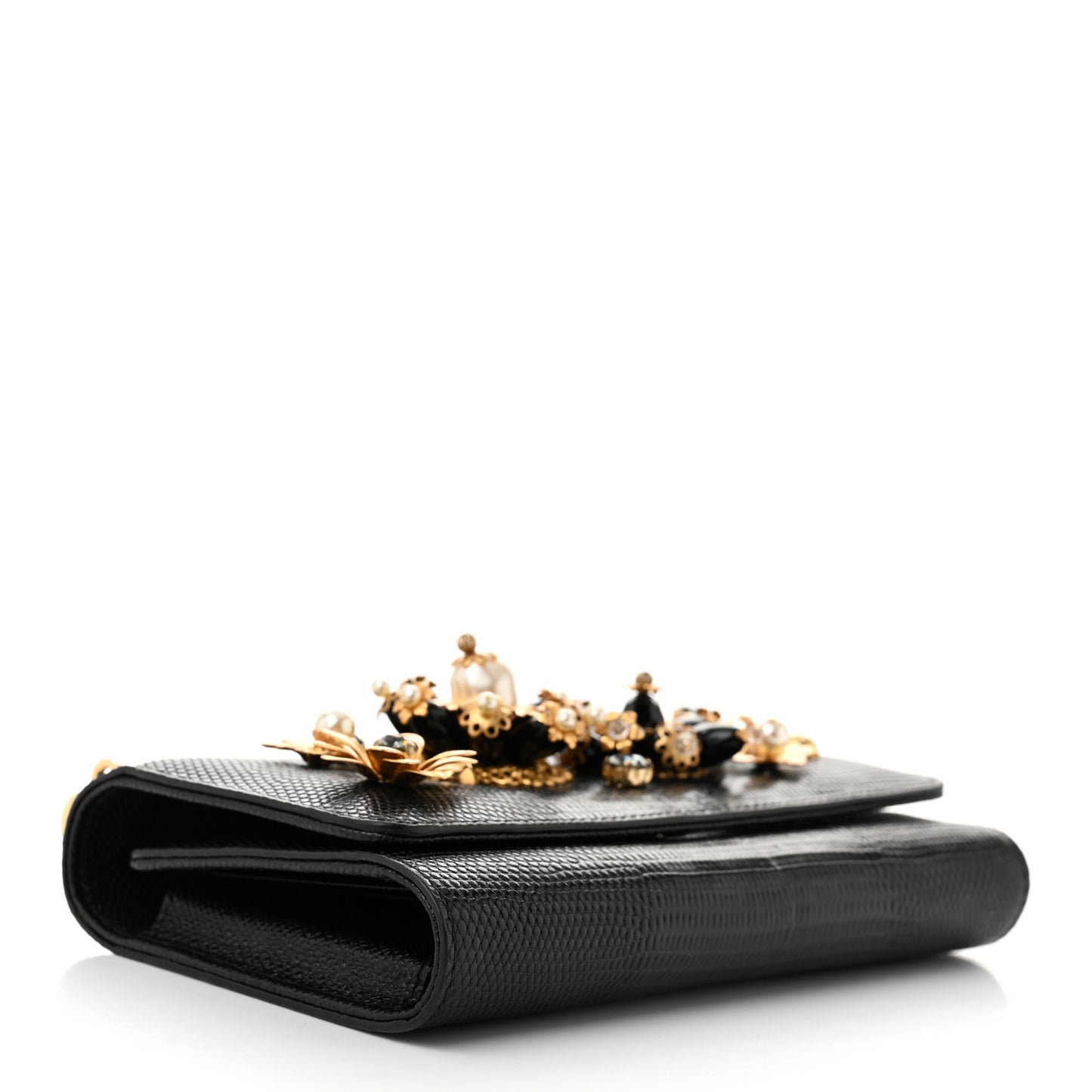Stampa Iguana Mini Miss Sicily Chain Phone Case Wallet Black